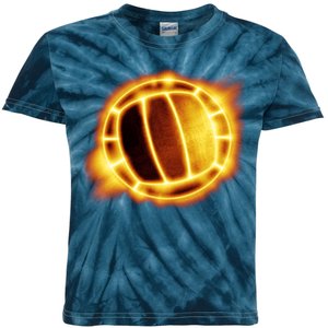 Volleyball Fire Glow Kids Tie-Dye T-Shirt