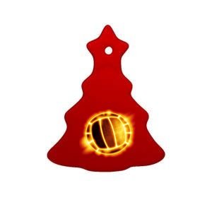 Volleyball Fire Glow Ceramic Tree Ornament