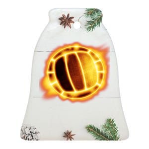 Volleyball Fire Glow Ceramic Bell Ornament