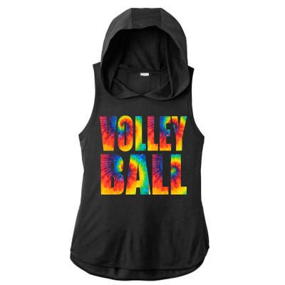 Volleyball Retro Tie Dye Ladies PosiCharge Tri-Blend Wicking Draft Hoodie Tank