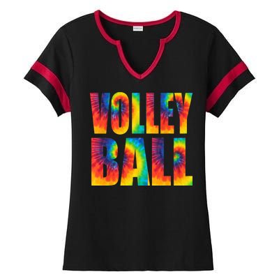 Volleyball Retro Tie Dye Ladies Halftime Notch Neck Tee