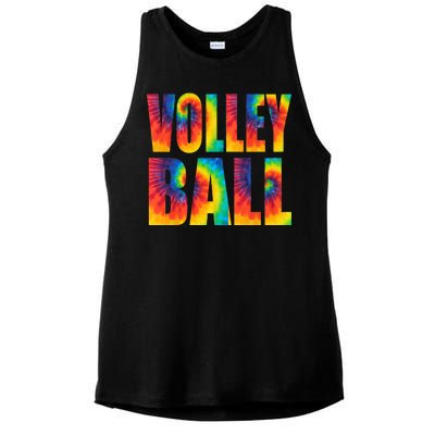 Volleyball Retro Tie Dye Ladies PosiCharge Tri-Blend Wicking Tank