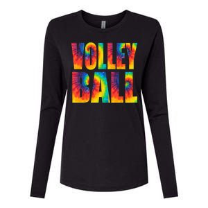 Volleyball Retro Tie Dye Womens Cotton Relaxed Long Sleeve T-Shirt