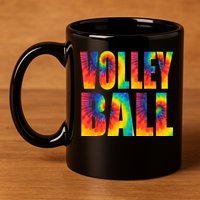 Volleyball Retro Tie Dye 11oz C Handle Ceramic Mug