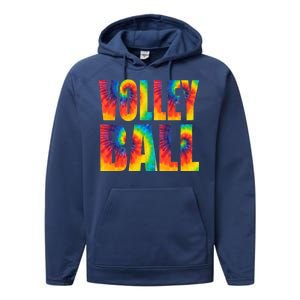 Volleyball Retro Tie Dye Performance Fleece Hoodie