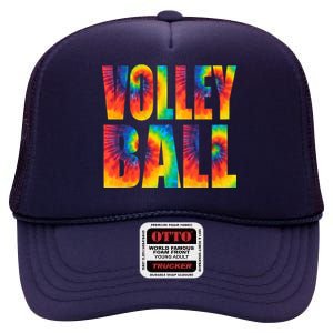 Volleyball Retro Tie Dye High Crown Mesh Back Trucker Hat