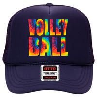 Volleyball Retro Tie Dye High Crown Mesh Back Trucker Hat