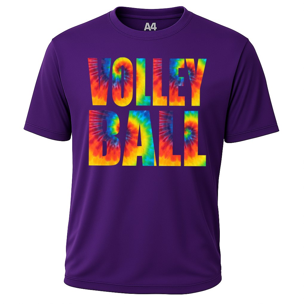 Volleyball Retro Tie Dye Cooling Performance Crew T-Shirt