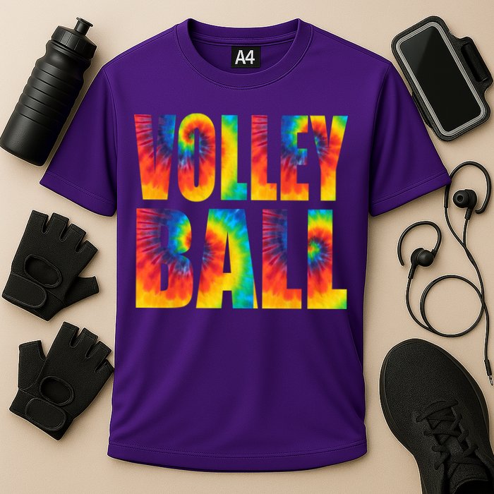 Volleyball Retro Tie Dye Cooling Performance Crew T-Shirt