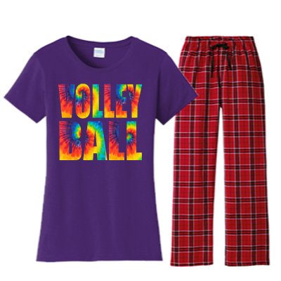 Volleyball Retro Tie Dye Women's Flannel Pajama Set