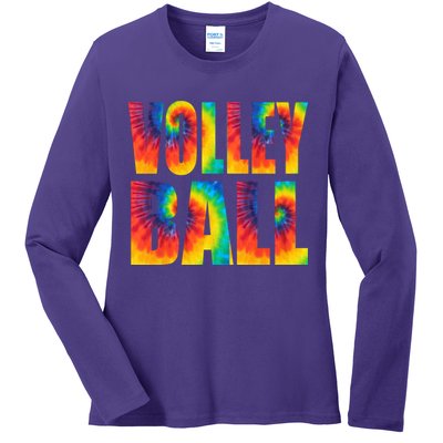 Volleyball Retro Tie Dye Ladies Long Sleeve Shirt
