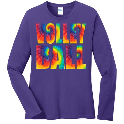 Volleyball Retro Tie Dye Ladies Long Sleeve Shirt