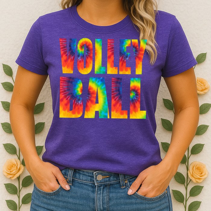 Volleyball Retro Tie Dye Womens T-Shirt