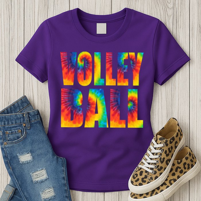 Volleyball Retro Tie Dye Womens T-Shirt
