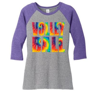 Volleyball Retro Tie Dye Women's Tri-Blend 3/4-Sleeve Raglan Shirt