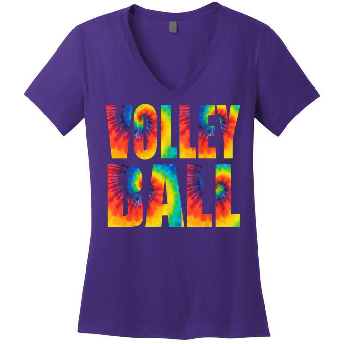 Volleyball Retro Tie Dye Women's V-Neck T-Shirt