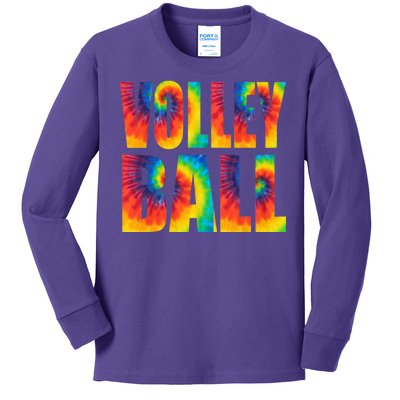 Volleyball Retro Tie Dye Kids Long Sleeve Shirt