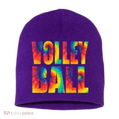 Volleyball Retro Tie Dye Short Acrylic Beanie