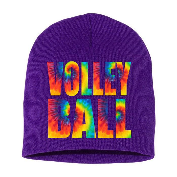 Volleyball Retro Tie Dye Short Acrylic Beanie