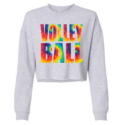 Volleyball Retro Tie Dye Cropped Pullover Crew