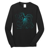 Vintage Octopus Marine Biologist Design Green Sea Life Long Sleeve Shirt