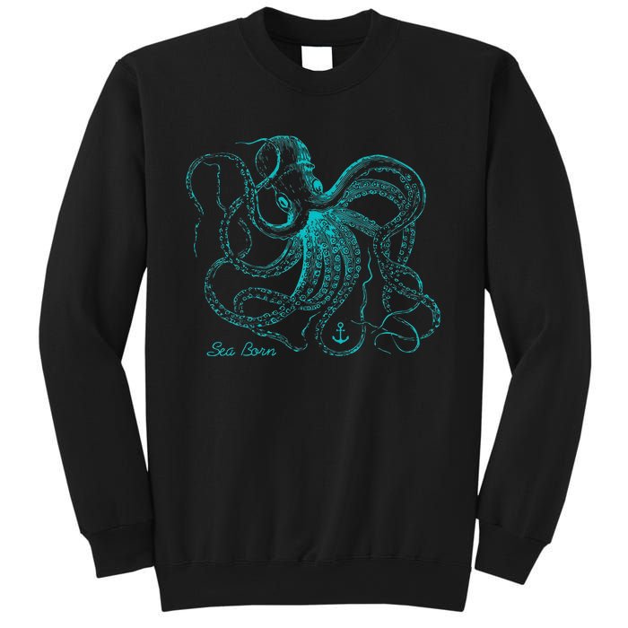 Vintage Octopus Marine Biologist Design Green Sea Life Sweatshirt