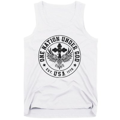 Vintage One Nation Under God USA Christian Bald Eagle Tank Top