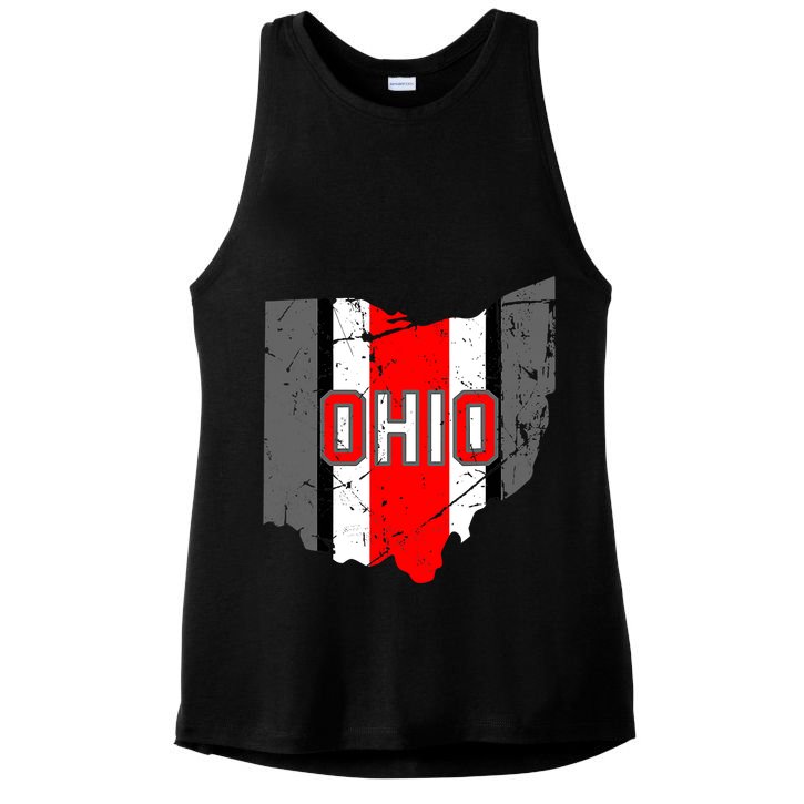 Vintage OHIO Ohio State Map Ladies PosiCharge Tri-Blend Wicking Tank