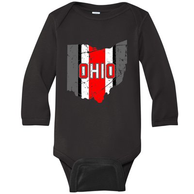 Vintage OHIO Ohio State Map Baby Long Sleeve Bodysuit