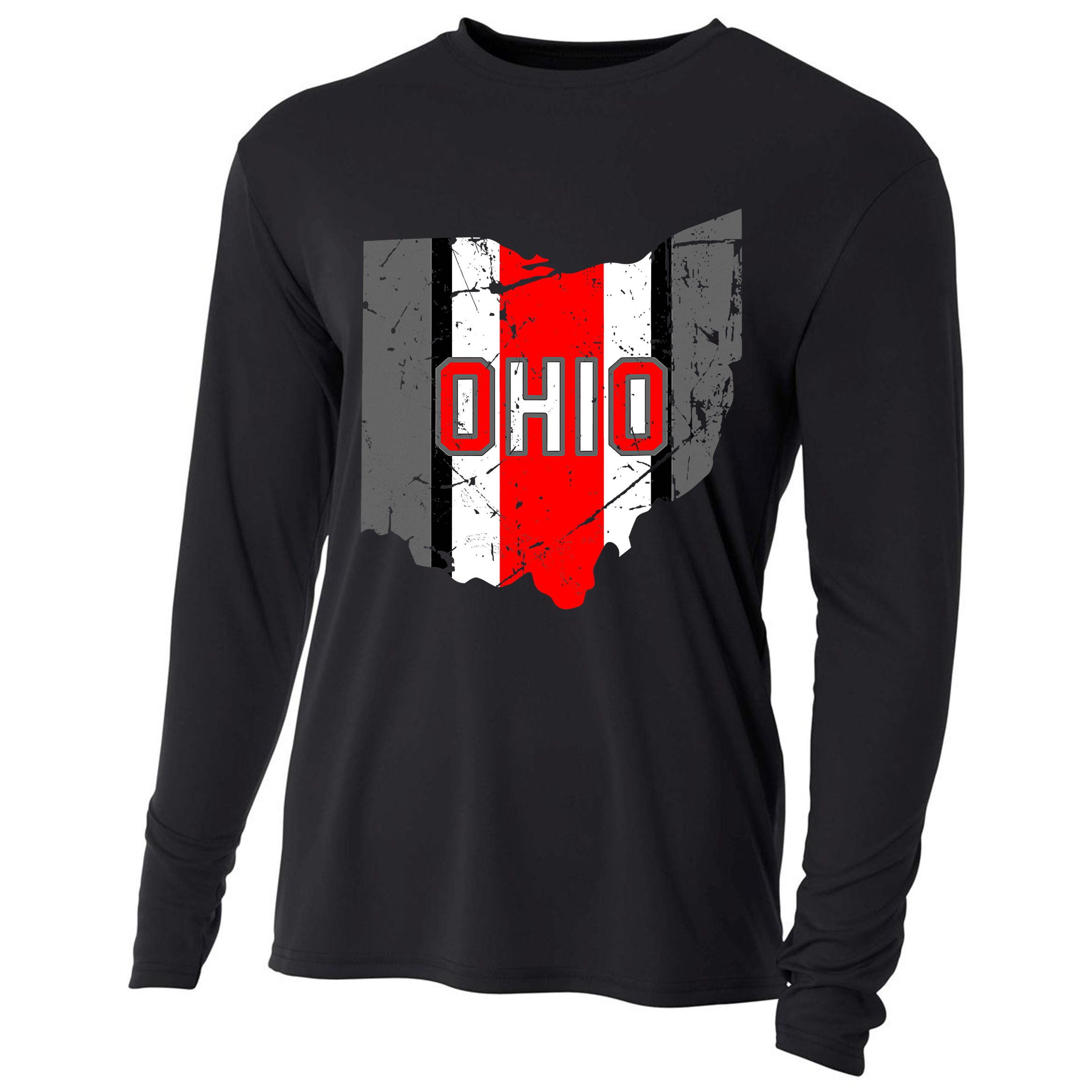 Vintage OHIO Ohio State Map Cooling Performance Long Sleeve Crew