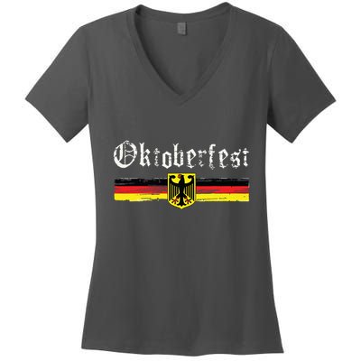 Vintage Oktoberfest Octoberfest German Drinking Festival Women's V-Neck T-Shirt