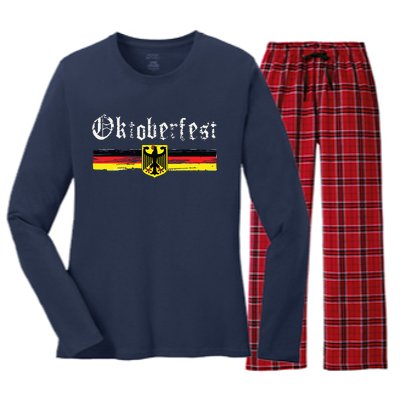 Vintage Oktoberfest Octoberfest German Drinking Festival Women's Long Sleeve Flannel Pajama Set 