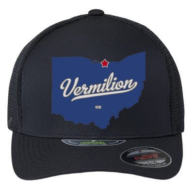 Vermilion Ohio OH Map Flexfit Unipanel Trucker Cap