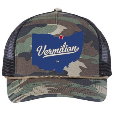 Vermilion Ohio OH Map Retro Rope Trucker Hat Cap