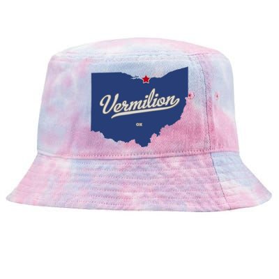 Vermilion Ohio OH Map Tie-Dyed Bucket Hat