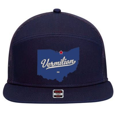 Vermilion Ohio OH Map 7 Panel Mesh Trucker Snapback Hat