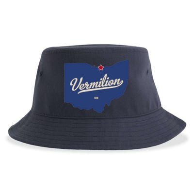 Vermilion Ohio OH Map Sustainable Bucket Hat