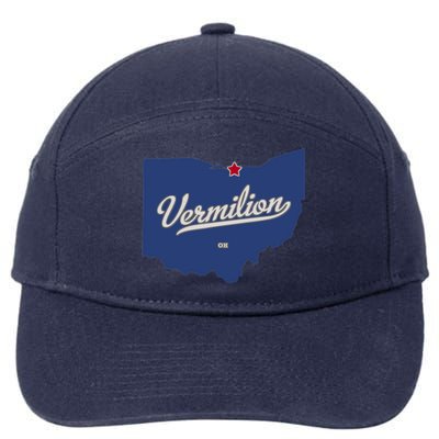 Vermilion Ohio OH Map 7-Panel Snapback Hat