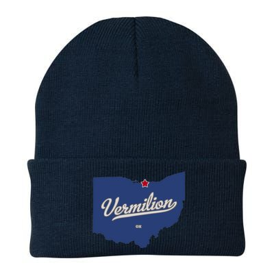 Vermilion Ohio OH Map Knit Cap Winter Beanie