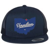 Vermilion Ohio OH Map Flat Bill Trucker Hat