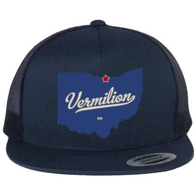 Vermilion Ohio OH Map Flat Bill Trucker Hat