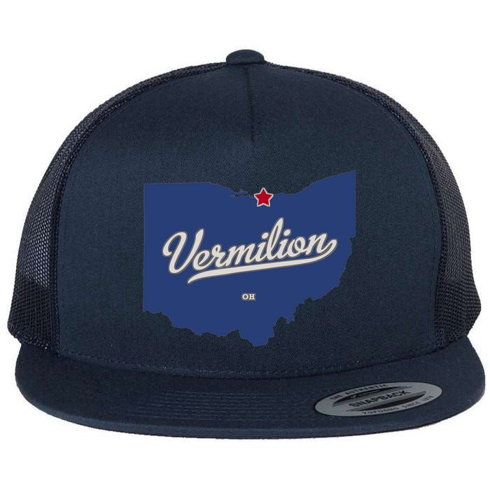 Vermilion Ohio OH Map Flat Bill Trucker Hat