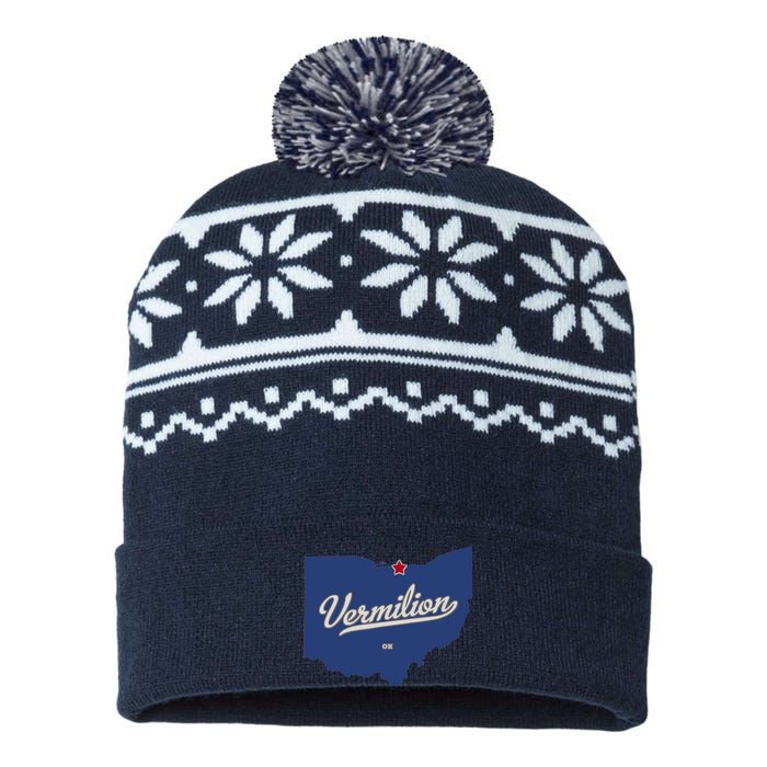 Vermilion Ohio OH Map USA-Made Snowflake Beanie