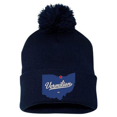 Vermilion Ohio OH Map Pom Pom 12in Knit Beanie