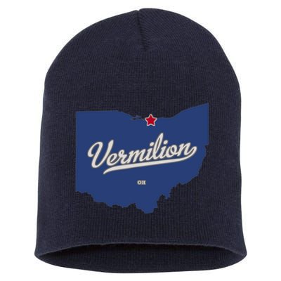 Vermilion Ohio OH Map Short Acrylic Beanie