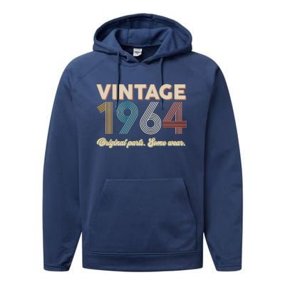 Vintage Original Parts Some Wear 1964 60th Birthday Performance Fleece Hoodie