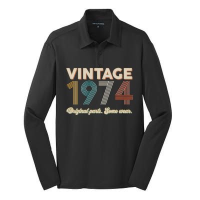 Vintage Original Parts Some Wear 1974 50th Birthday Silk Touch Performance Long Sleeve Polo