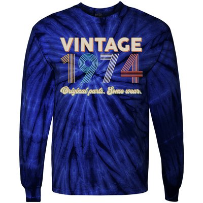 Vintage Original Parts Some Wear 1974 50th Birthday Tie-Dye Long Sleeve Shirt