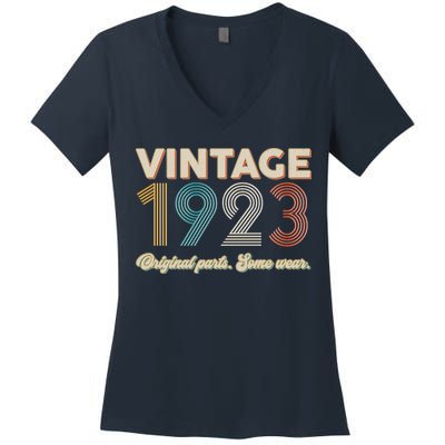 Vintage Original Parts Some Wear 1923 100th Birthday Women's V-Neck T-Shirt
