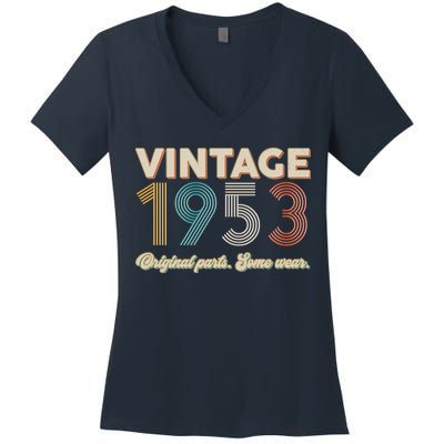 Vintage Original Parts Some Wear 1953 70th Birthday Women's V-Neck T-Shirt